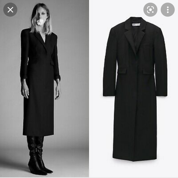 Sold Out Zara black lapel collar dress coat jacket - Picture 2 of 4